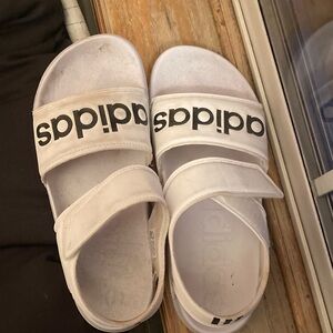 Adidas Women’s White Slide Sandals with Black Logo